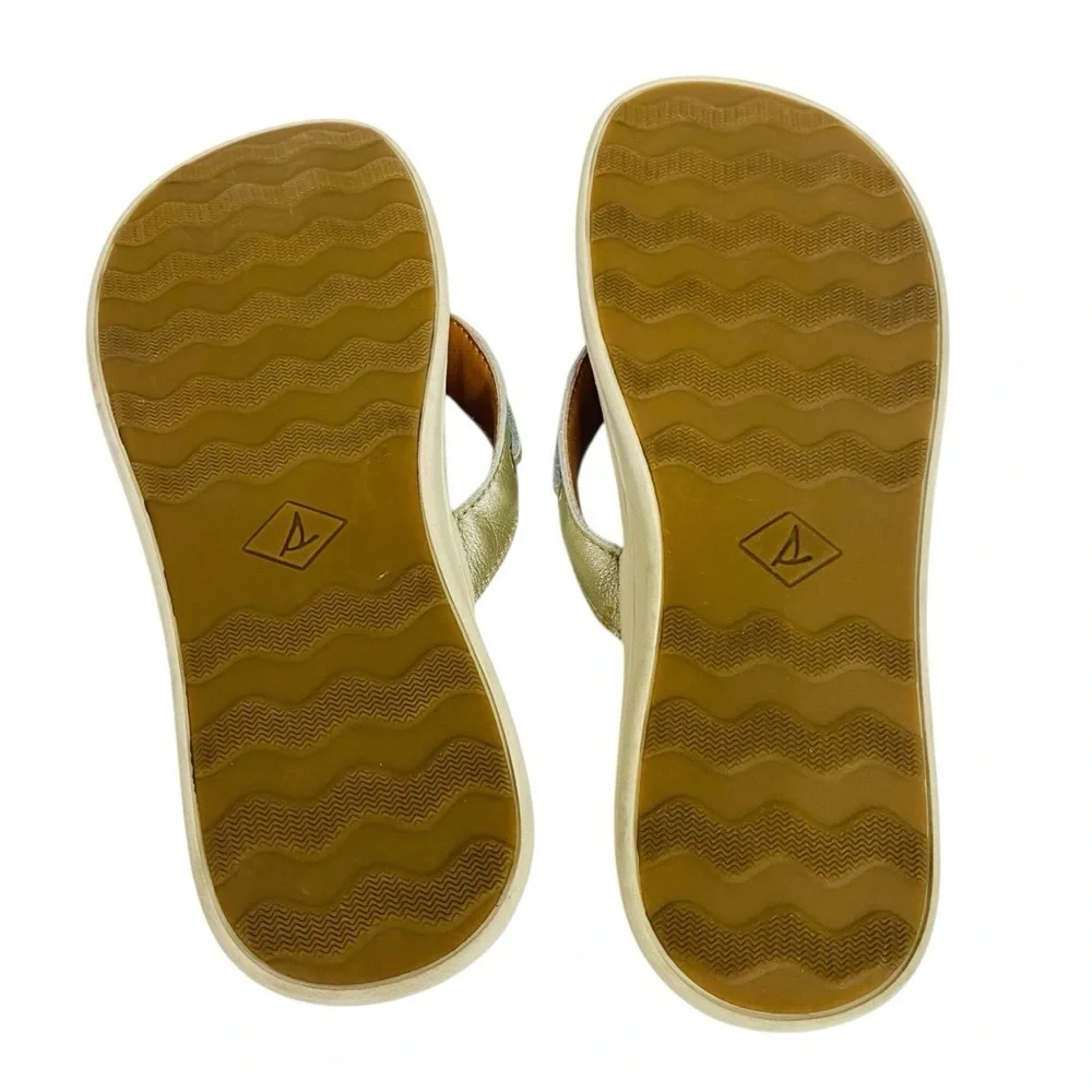Sperry Silver Metallic Adriatic Flip Flop Sandals Size 8